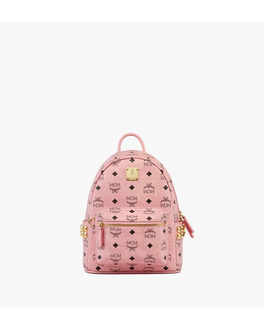 MCM Pink Stark Side Studs Backpack In Visetos for men