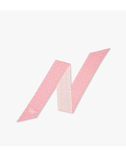 MCM Pink Monogram Petite Scarf In Organic Silk
