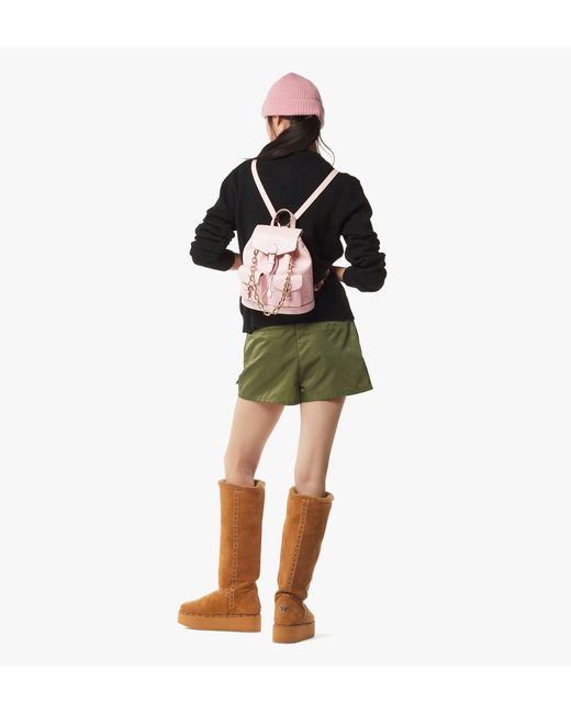 MCM Pink Aren Drawstring Backpack In Maxi Monogram Leather
