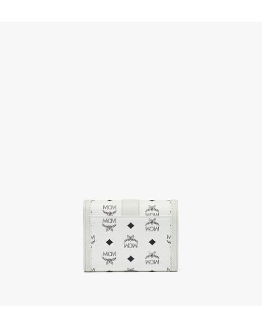 MCM White Tracy Trifold Wallet In Visetos