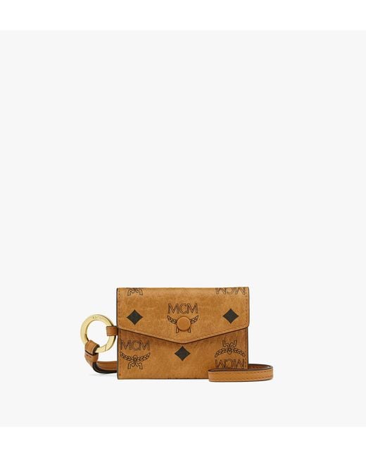 MCM Natural Aren Lanyard Id Wallet In Visetos for men