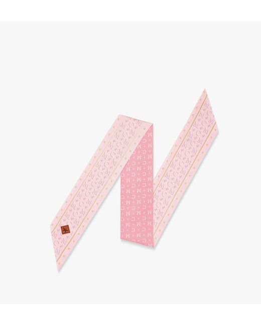 MCM Pink Monogram Petite Scarf In Organic Silk