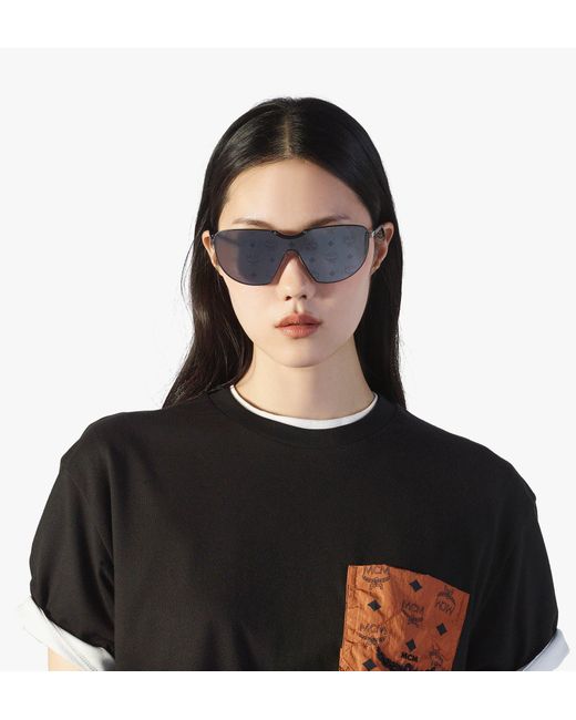 MCM Blue Monogram Shield Sunglasses for men