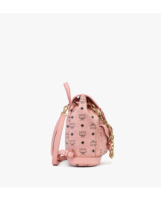 MCM Pink Aren Drawstring Backpack In Visetos