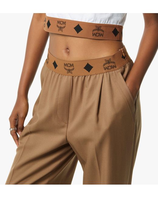 MCM Natural Monogram Pants In Wool Twill