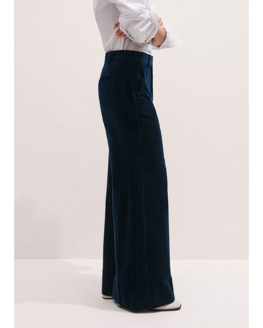 ME+EM Blue Pinstripe Wide Leg Pant
