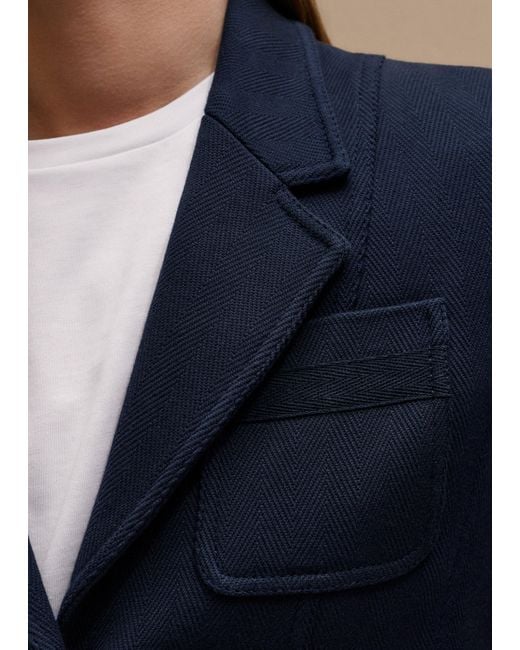 ME+EM Blue Herringbone Crop Jacket
