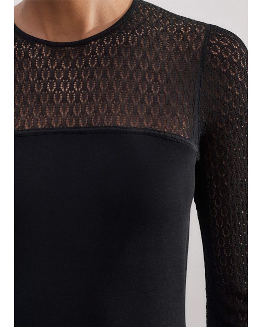 ME+EM Black Lace Stitch Evening Maxi Dress