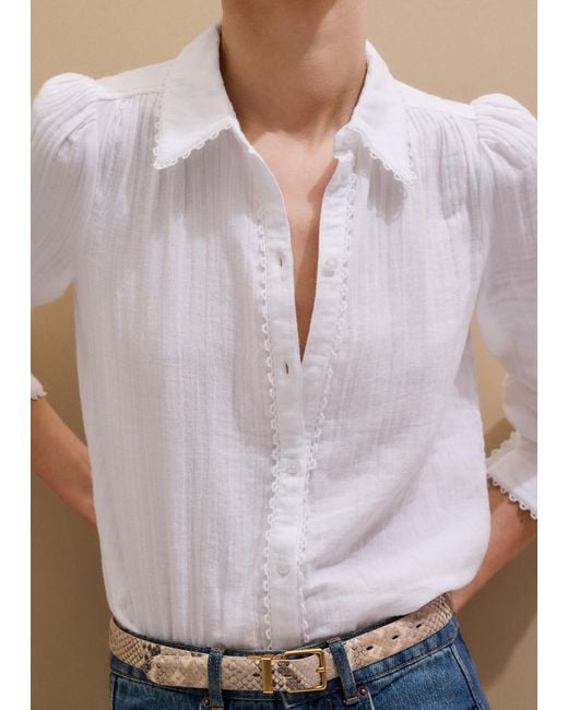 ME+EM Multicolor Cheesecloth Trim Detail Shirt