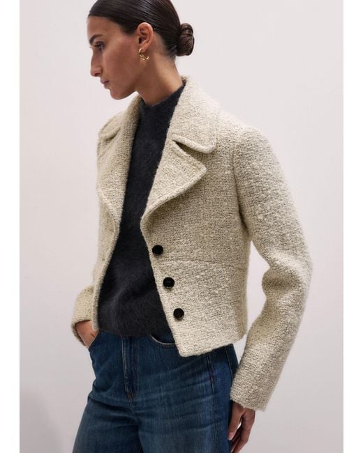 ME+EM Blue The Soft Shoulder Italian Tweed Jacket