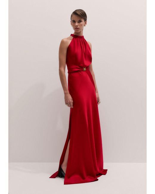ME+EM Red Beautifully Draped Full Length Dress
