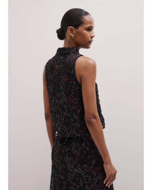ME+EM Black Sequin Embellished Shell Top