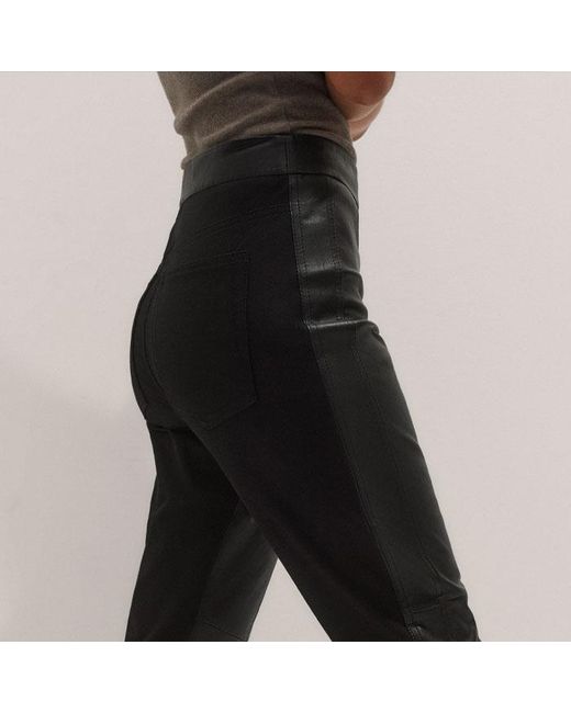ME+EM Black High Stretch Leather Mix Legging