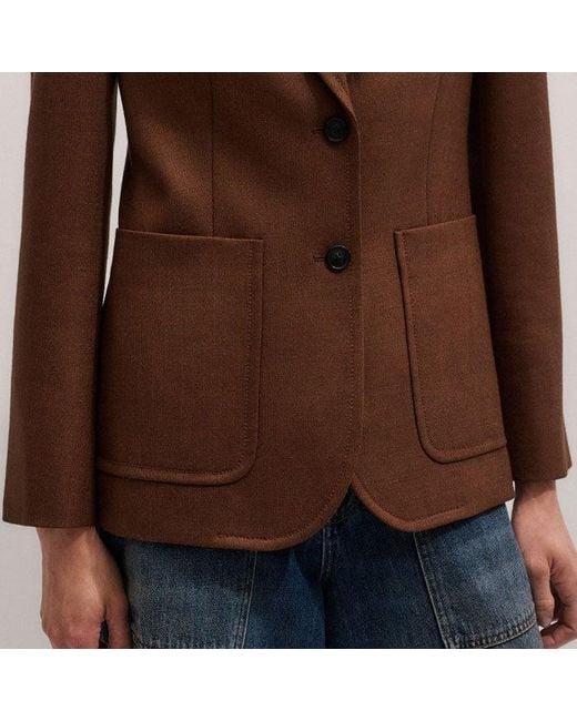 ME+EM Brown Sharp Shoulder Contour Blazer