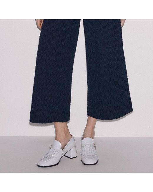 ME+EM Blue Textured Crop Pant
