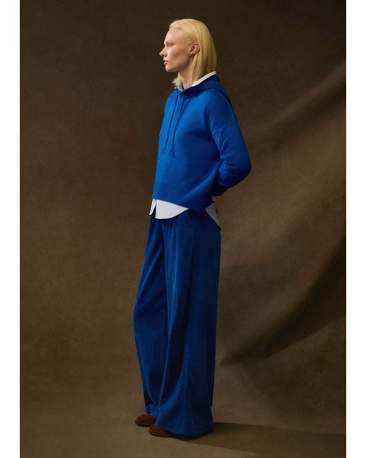 ME+EM Blue Washed Cord Straight-Leg Lounge Pant