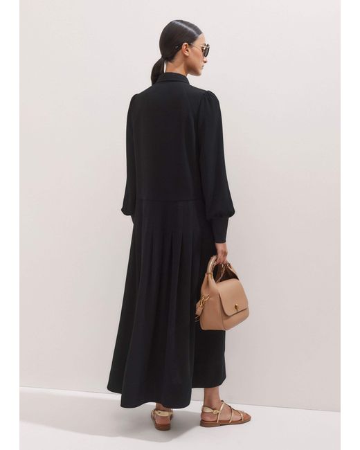 ME+EM Black Modern Twill Pleated Maxi Dress