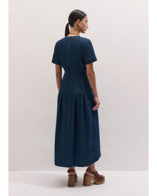 ME+EM Blue Panelled Fit And Flare Maxi Dress