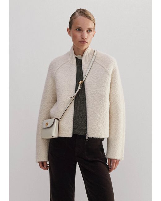 ME+EM Natural Chunky Wool Bouclé Knit Bomber