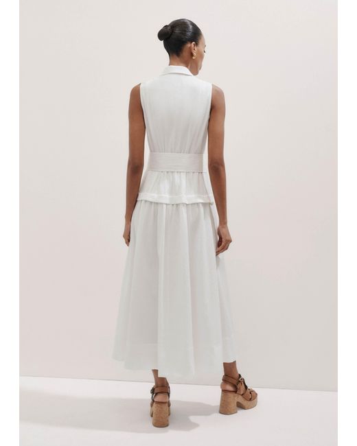 ME+EM White Seersucker Maxi Shirt Dress + Belt