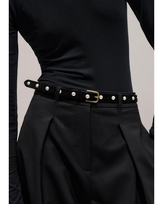 ME+EM Black Faux Pearl Stud Belt