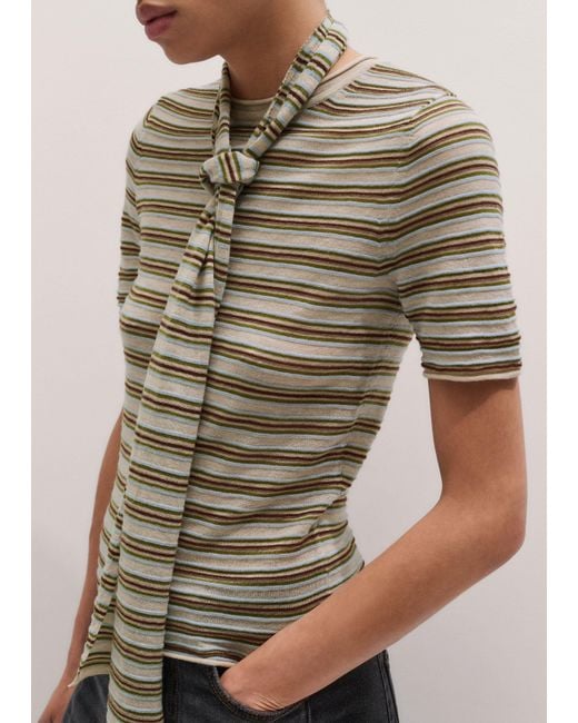 ME+EM Brown Barely There Micro Stripe Slim Tee + Tie