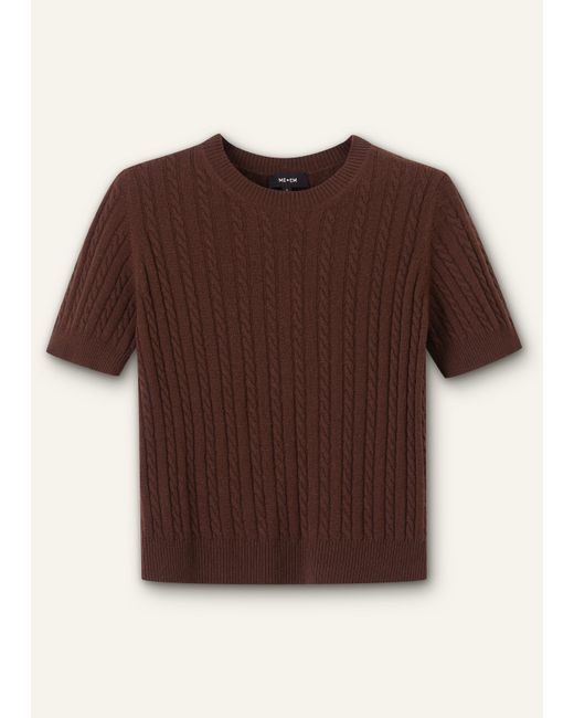 ME+EM Brown Merino Cashmere Micro Cable Knit Tee