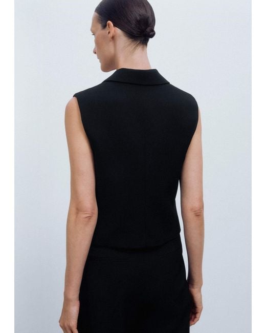 ME+EM Black Sleeveless Tux Jacket