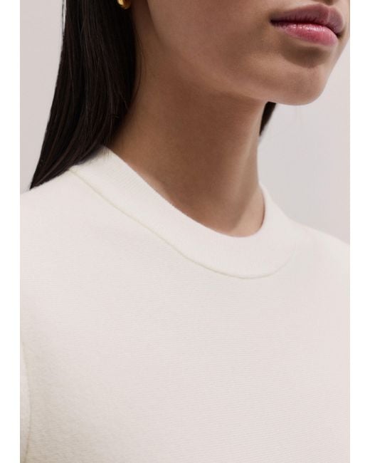 ME+EM Natural Wool Stretch Short Sleeve Swing Knit Top