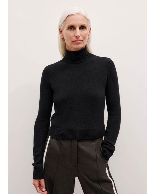 ME+EM Black Cashmere High Neck Crop Jumper