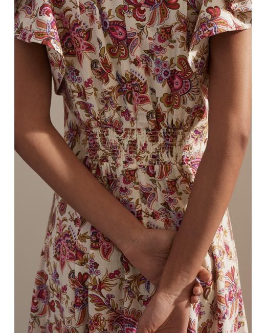 ME+EM Natural Creaseless Linen Paisley Print Maxi Dress
