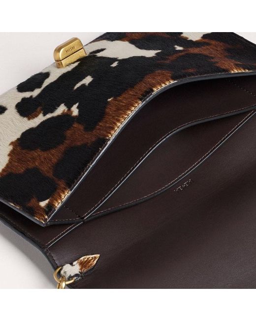 ME+EM Black Cow Print Envelope Clutch Dark Multi