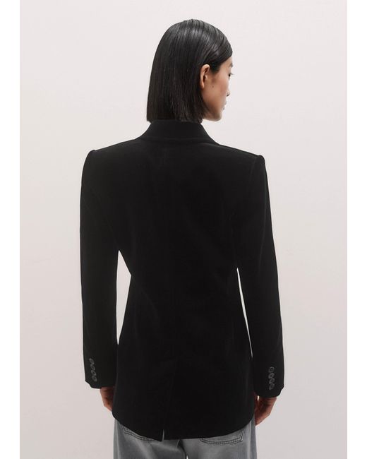 ME+EM Black Stretch Velvet Sharp Shoulder Contour Blazer