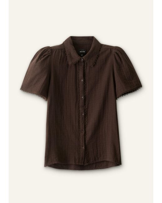 ME+EM Multicolor Cheesecloth Trim Detail Blouse