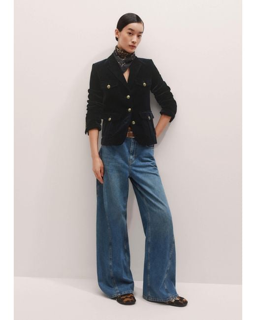 ME+EM Blue Velvet Evening Jacket