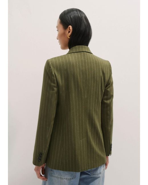 ME+EM Gray Pinstripe Sharp Shoulder Blazer
