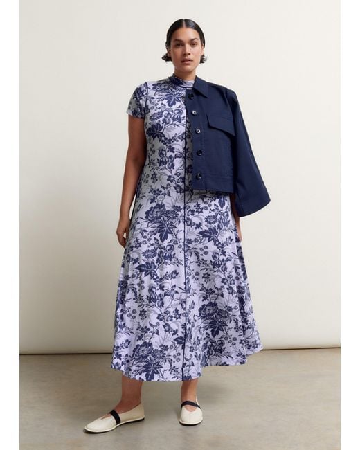 ME+EM Blue Mystic Floral Print Cap Sleeve Maxi Dress