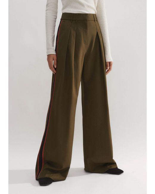 ME+EM Brown Wool Sharp Pleat Front Wide-Leg Pant