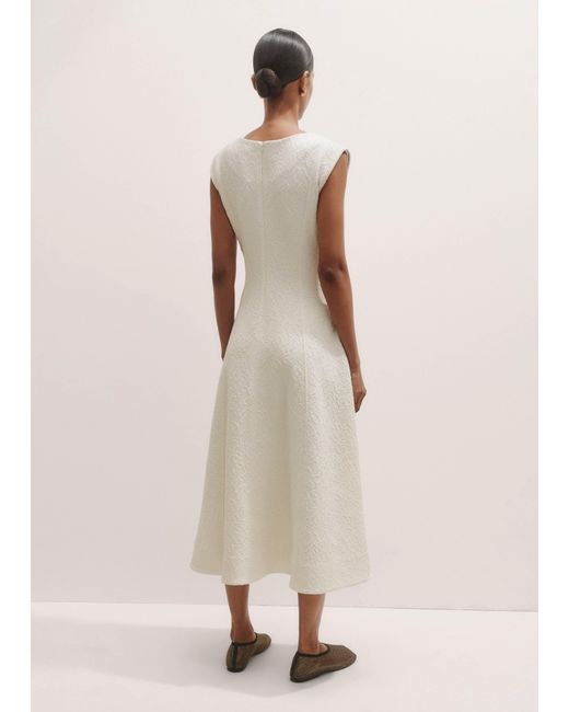 ME+EM Natural Floral Jacquard Midi Dress