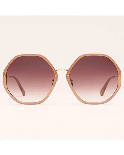 ME+EM Pink Heptagonal Sunglasses Smokey