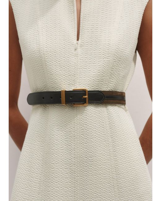 ME+EM Black Stripe Leather Belt