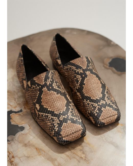 ME+EM Black Modern Snake-embossed Loafer