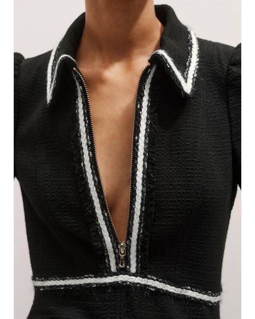 ME+EM Black Textured Midi Dress