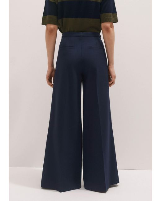 ME+EM Blue Wool-Blend Exaggerated Flare Trouser