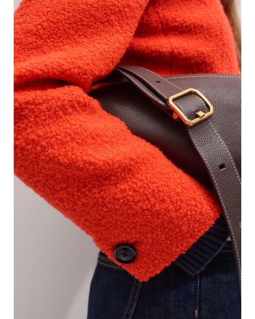 ME+EM Red Cropped Boucle Jacket
