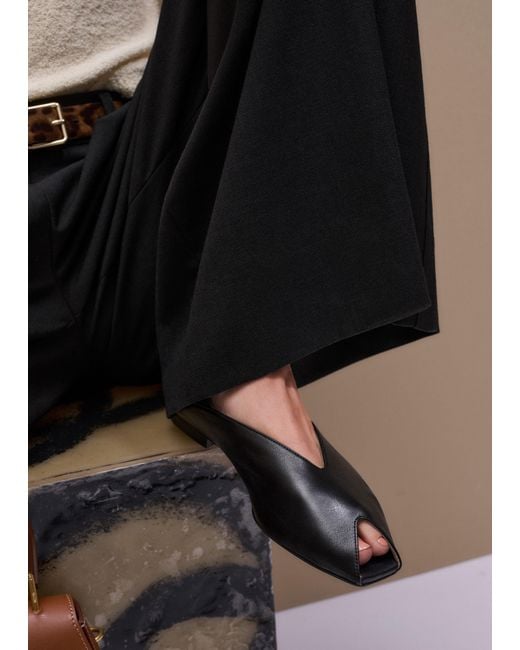 ME+EM Blue Peep Toe Flat Sandal