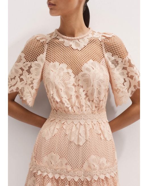 ME+EM Natural Graphic Floral Lace Maxi Dress