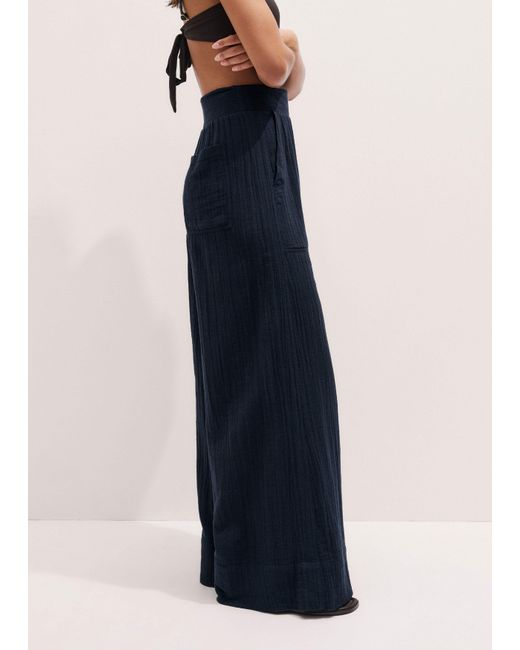 ME+EM Blue Cheesecloth Wide-Leg Trouser