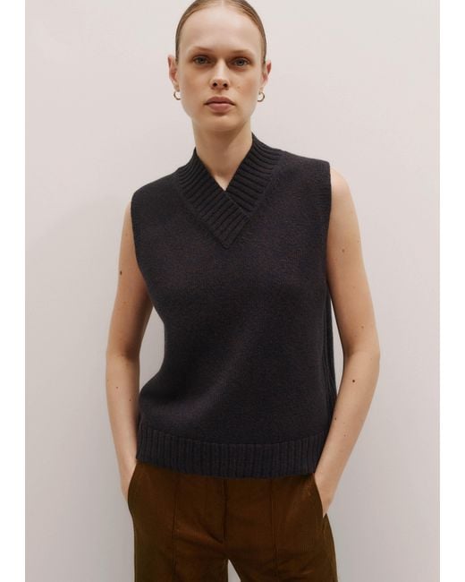 ME+EM Blue Mouliné Knit Sweater Vest