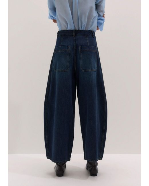ME+EM Blue Pleated Barrel Jean
